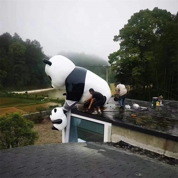 不銹鋼發光熊貓雕塑加工廠家,熊貓主題雕塑