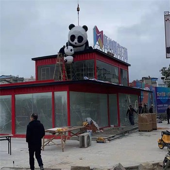 不銹鋼抽象熊貓雕塑加工廠,幾何動物雕塑大全