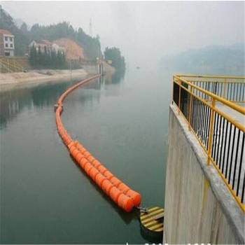 河道水庫水面浮渣水草阻攔索浮體浮筒串聯柔性攔污排應用