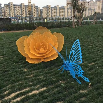 不銹鋼絲編織花朵雕塑擺件