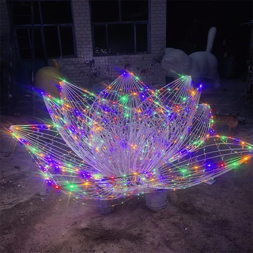 鏤空發(fā)光花朵雕塑報價