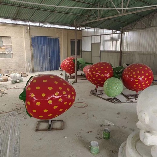 采摘園水果雕塑彩繪仿真草莓雕塑定制