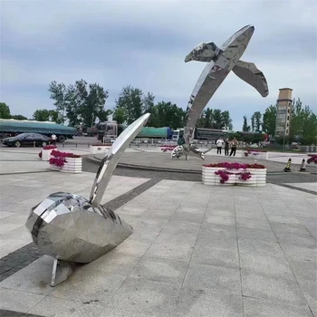 不銹鋼鏤空鯨魚雕塑鏤空發(fā)光動(dòng)物雕塑加工