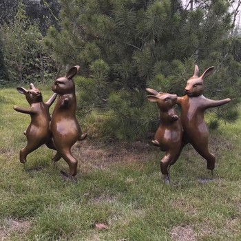 抽象幾何兔子雕塑彩繪小動物雕塑擺件
