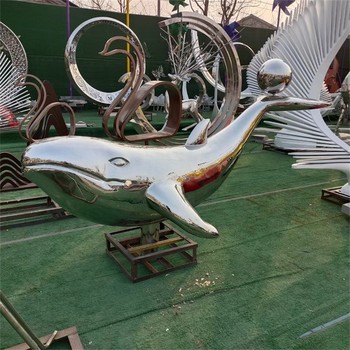 鏤空編織鯨魚雕塑鏡面海洋動(dòng)物雕塑制作