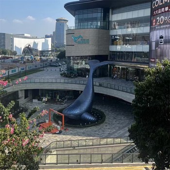 鏡面海洋動物雕塑鏡面鏤空鯨魚雕塑加工