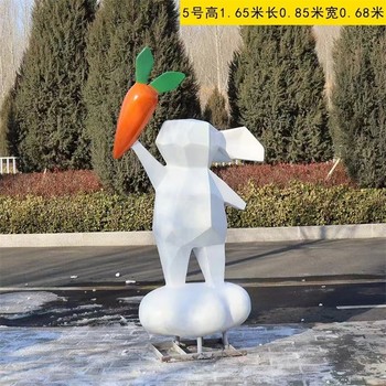 抽象幾何兔子雕塑彩繪小動物雕塑制作廠家