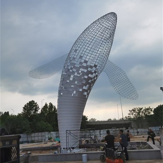 不銹鋼發(fā)光鯨魚雕塑景觀動(dòng)物雕塑大型擺件