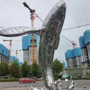 動物海豚雕塑鏡面發(fā)光鯨魚雕塑加工
