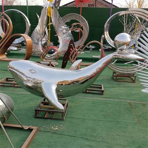 鏡面鏤空鯨魚(yú)雕塑鏤空發(fā)光動(dòng)物雕塑加工