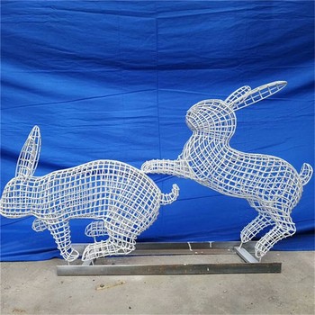 不銹鋼抽象兔子雕塑園林景觀動(dòng)物雕塑制作