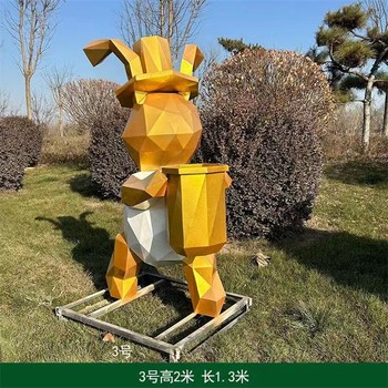 幾何抽象兔子雕塑鏡面動物雕塑制作廠家