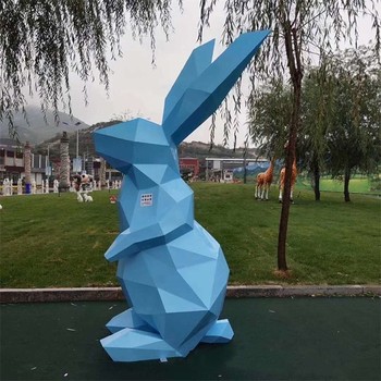 切面不銹鋼兔子雕塑鏤空動(dòng)物雕塑定制