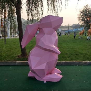 發(fā)光動物雕塑不銹鋼兔子雕塑