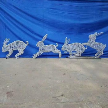 不銹鋼抽象兔子雕塑鏡面動(dòng)物雕塑