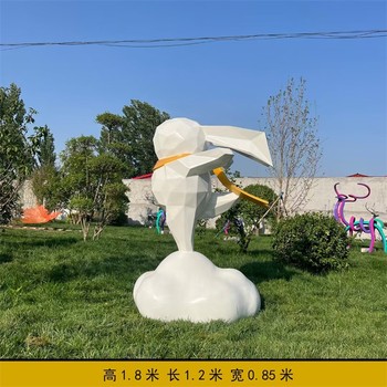鏡面動物雕塑抽象不銹鋼兔子雕塑定制