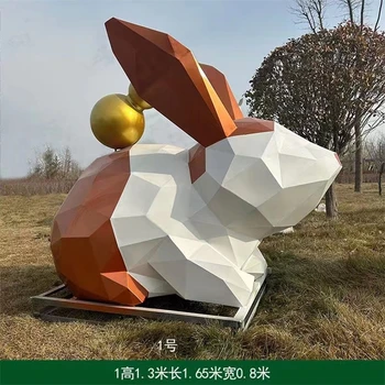 切面不銹鋼兔子雕塑發(fā)光動(dòng)物雕塑制作廠家