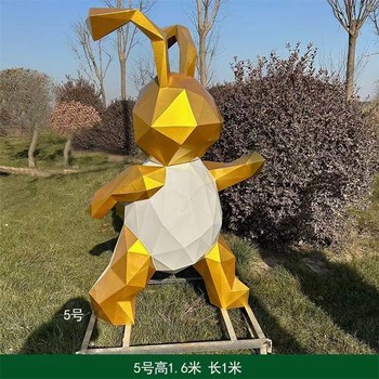鏤空動(dòng)物雕塑幾何抽象兔子雕塑制作廠家