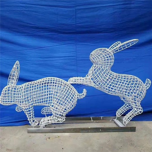 不銹鋼幾何兔子雕塑