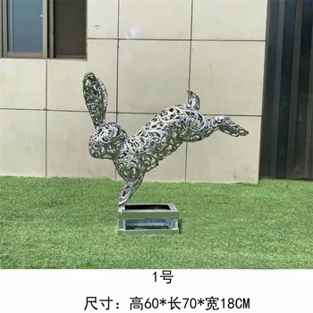 鏤空動(dòng)物雕塑不銹鋼幾何兔子雕塑廠家