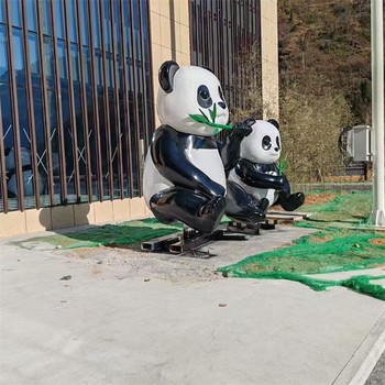 玻璃鋼熊貓雕塑幾何抽象動物雕塑景觀擺件