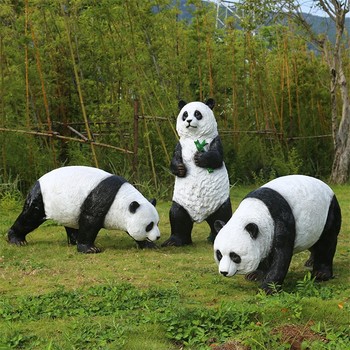 仿真玻璃鋼熊貓雕塑幾何抽象動物雕塑景觀擺件