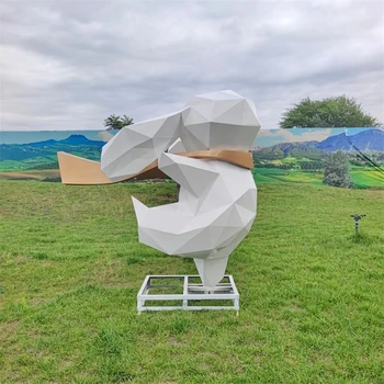 不銹鋼幾何兔子雕塑廠家