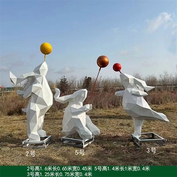 不銹鋼動(dòng)物雕塑抽象不銹鋼兔子雕塑擺件