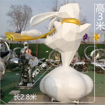 幾何切面兔子雕塑幾何動(dòng)物雕塑擺件