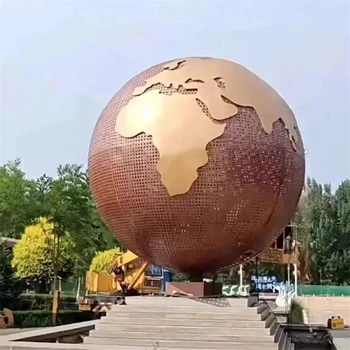 發(fā)光鏤空球雕塑,制作工期短,鏤空球雕塑做圓是個(gè)技術(shù)活