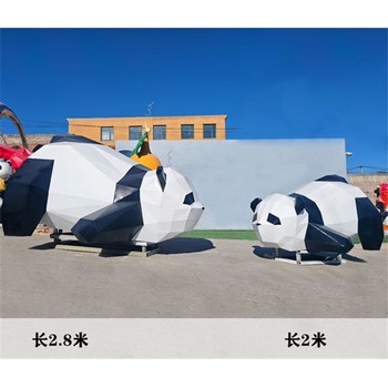 爬墻熊貓雕塑，不銹鋼動物雕塑廠家，