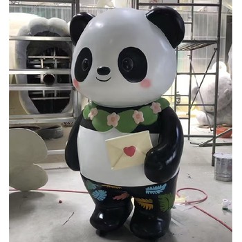 親子熊貓雕塑，不銹鋼動(dòng)物雕塑廠家，