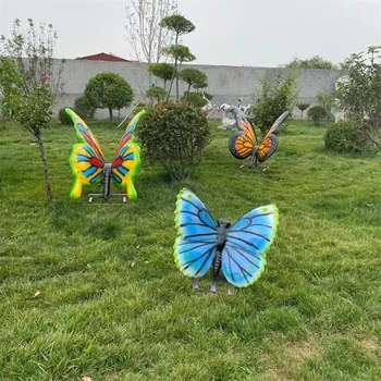 仿真玻璃鋼動物雕塑彩繪蝴蝶雕塑制作