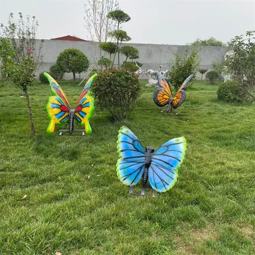公園草坪動(dòng)物雕塑仿真彩繪蝴蝶雕塑制作廠家