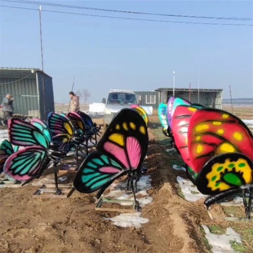 玻璃鋼彩繪蝴蝶雕塑抽象玻璃鋼動物雕塑加工