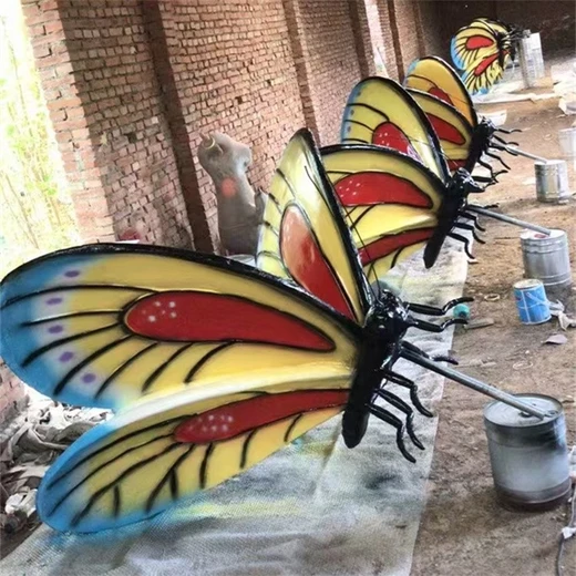 玻璃鋼彩色蝴蝶雕塑抽象玻璃鋼動(dòng)物雕塑景觀擺件