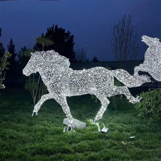 幾何切面駿馬雕塑不銹鋼鏡面馬雕塑加工