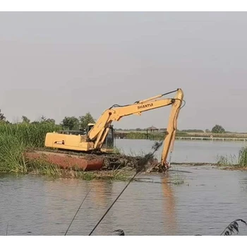 遵義船挖機租賃公司水上浮桶式挖掘機租賃電話
