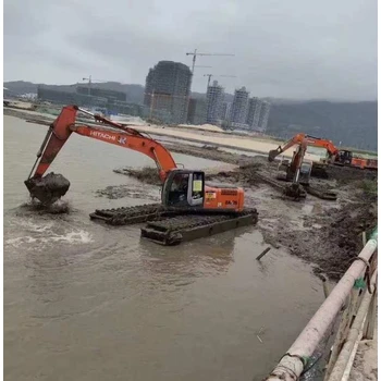 煙臺(tái)水陸兩用挖掘機(jī)租賃公司電話水上浮桶式挖掘機(jī)租賃電話