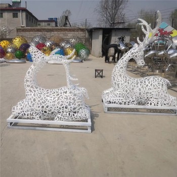 不銹鋼鏤空鹿雕塑，靈動(dòng)的景觀小品