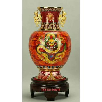 青花粉彩轉(zhuǎn)心瓶《運(yùn)轉(zhuǎn)乾坤·龍鳳尊》景泰藍(lán)