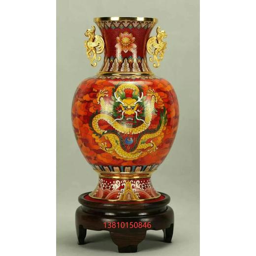 青花粉彩轉(zhuǎn)心瓶《運轉(zhuǎn)乾坤·龍鳳尊》景泰藍