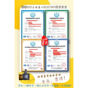 帶標ISO三體系認證+ISO27001認證
