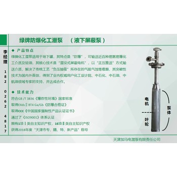 南京供應地下罐防爆液下泵YQYB液下屏蔽泵替代自吸泵