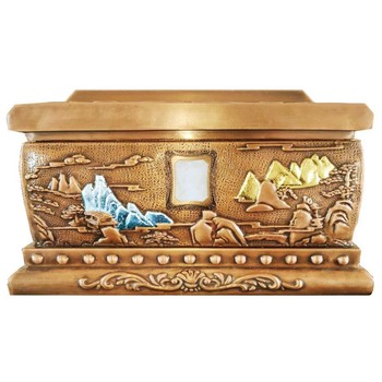 殯葬用品、純銅骨灰盒，貼金鉑裝飾復(fù)古傳承莊嚴(yán)肅穆吉祥質(zhì)樸莊嚴(yán)