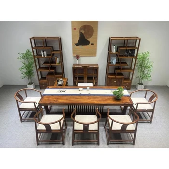 南美胡桃木實(shí)木茶桌茶臺(tái)定制客廳大板桌茶臺(tái)廠家