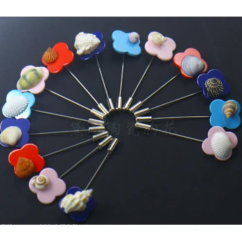 韓版潮流陶瓷海螺胸針男女西裝襯衫插式飾品一字針四葉胸花