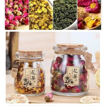 玻璃瓶廠家加工定制玻璃花茶瓶出口玻璃花茶瓶