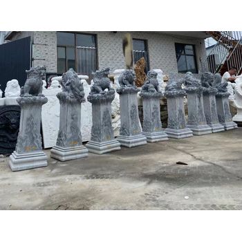 石雕龍生九子石柱石雕避水獸龍生九子雕塑酒店庭院裝飾擺件
