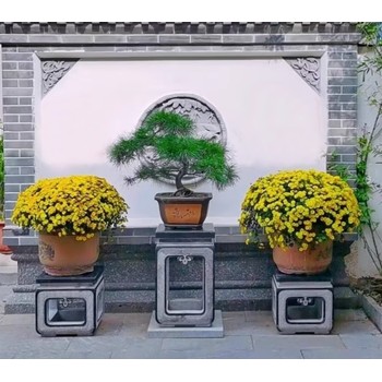 石雕花臺(tái)戶外青石底座花架盆景石凳庭院花園落地?cái)[件